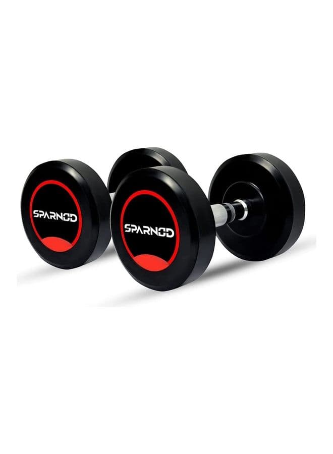 Sparnod Fitness SDR-12.5_PAIR Round Rubber Coated Dumbbells With Metal Handle For Strength Training And Body Workout 25kg