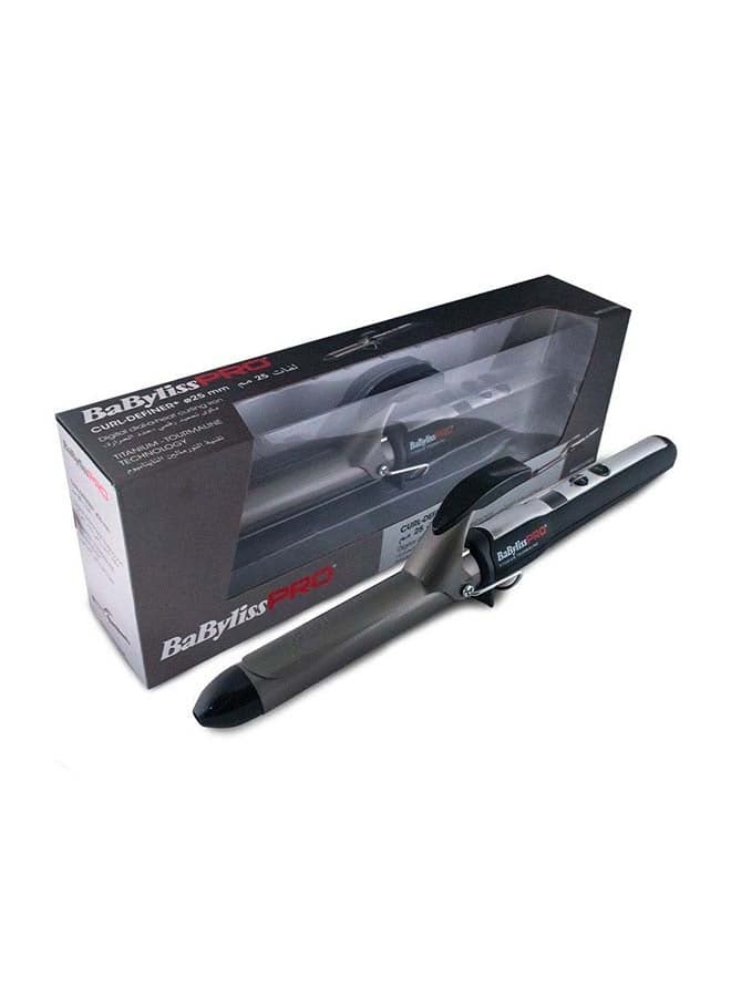 BaBylissPRO 25mm Digital Curling Iron with Titanium-Tourmaline Technology | Fast Heat-Up & Adjustable Temperature | Curl Definer Wand for Smooth | Long-Lasting Loose Curls and Waves - BAB2273TTSDE Black/Grey