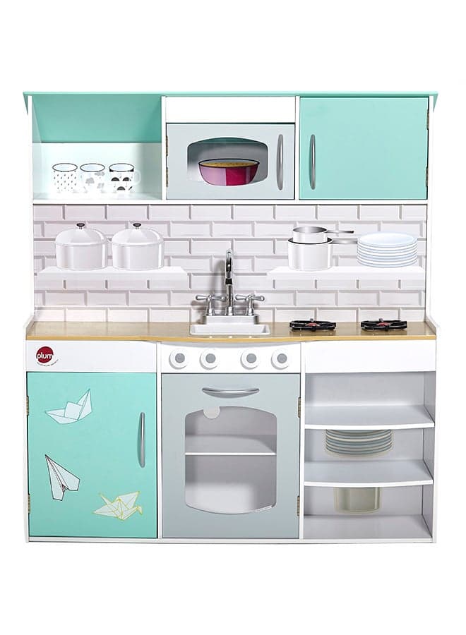 2-in-1 Wooden Kitchen ANd Dolls Peppermint Townhouse 92x98x40cm 92x98x40cm