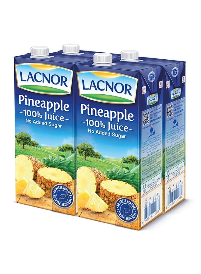 Pineapple 100 Percent Juice, No Added Sugar 1Liters Pack of 4
