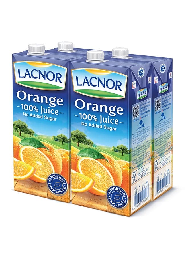 Essentials Orange 100 Percent Juice, No Added Sugar 1Liters Pack of 4