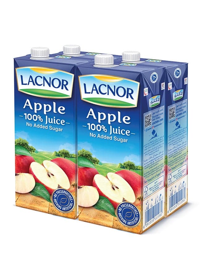 Essentials Apple 100 Percent Juice, No Added Sugar 1Liters Pack of 4