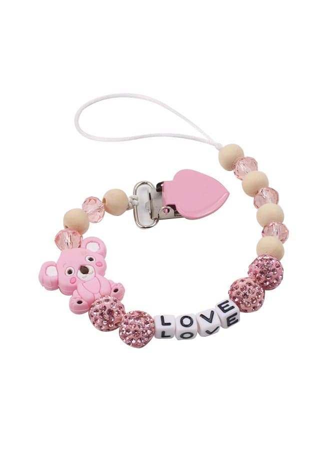 1 Piece Crystal Beaded Silicone Koala Baby Pacifier Clip Chain With High-quality Fabrics