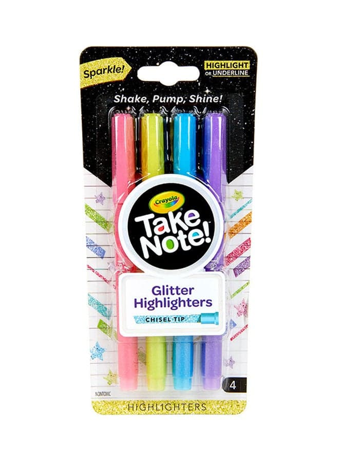 Take Note Glitter Highlighters, 4 Count 19.37x9.22x1.59cm