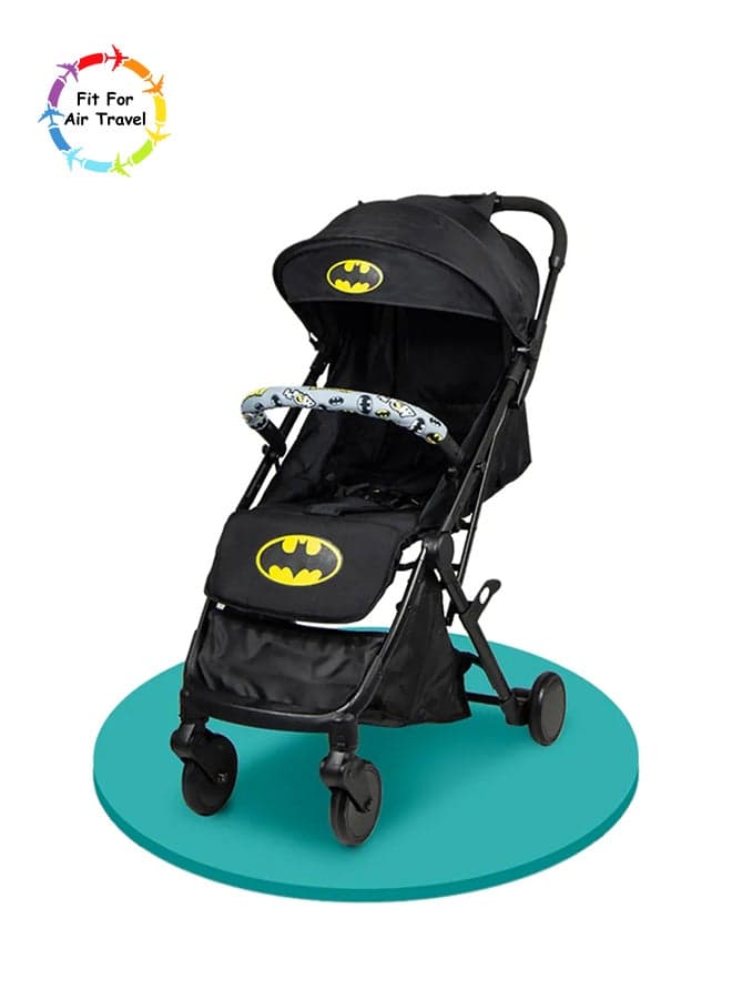 Disney Warner Bros. Batman Travel Stroller 0 36 Months, Compact Design, Storage Basket, Rear Breaks, Travel Compatible, Trolley Handle And More., Black