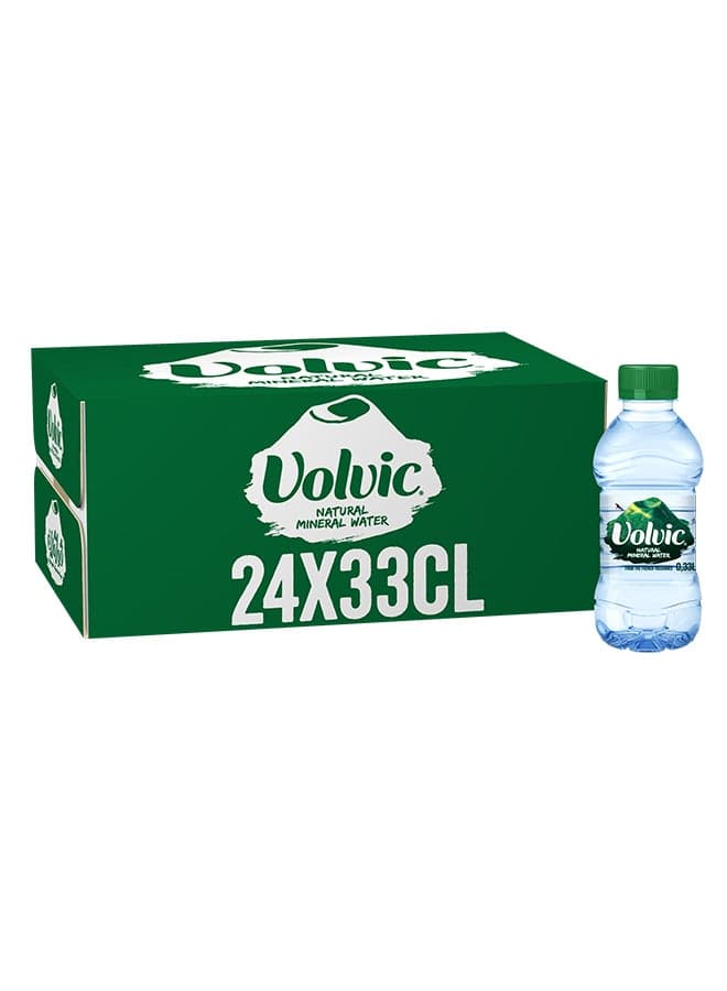 Volvic Natural Mineral Drinking Water, Sustainably Sourced Water Bottle, Case of 24 x 330ml Pack of 24
