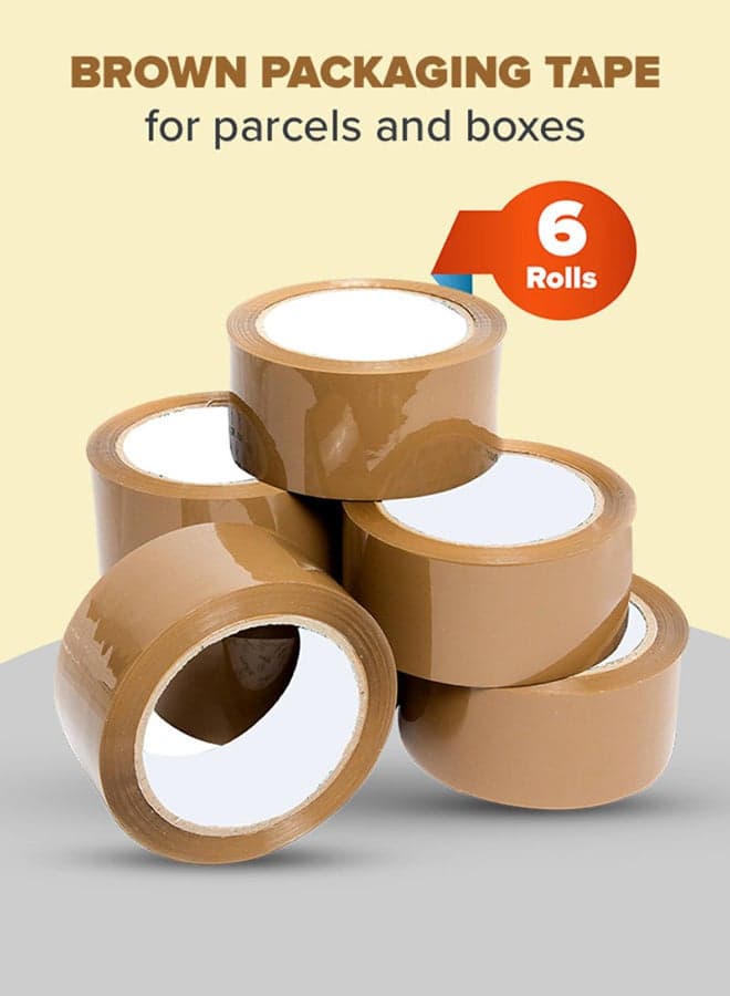 6 Rolls Packaging Tape 48mm x 20 Yard Brown
