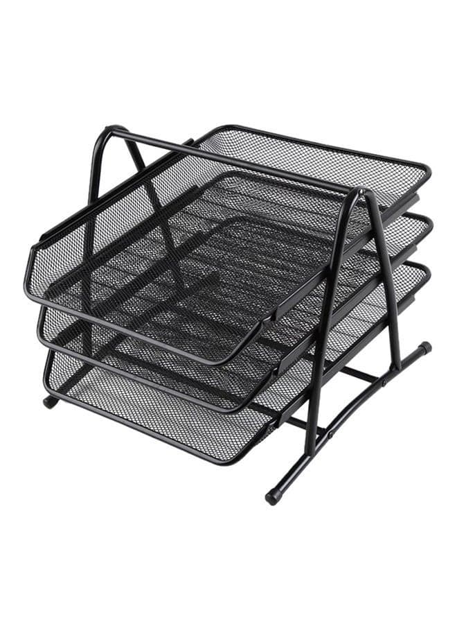 Metal Three Tier Stationery Tray Black