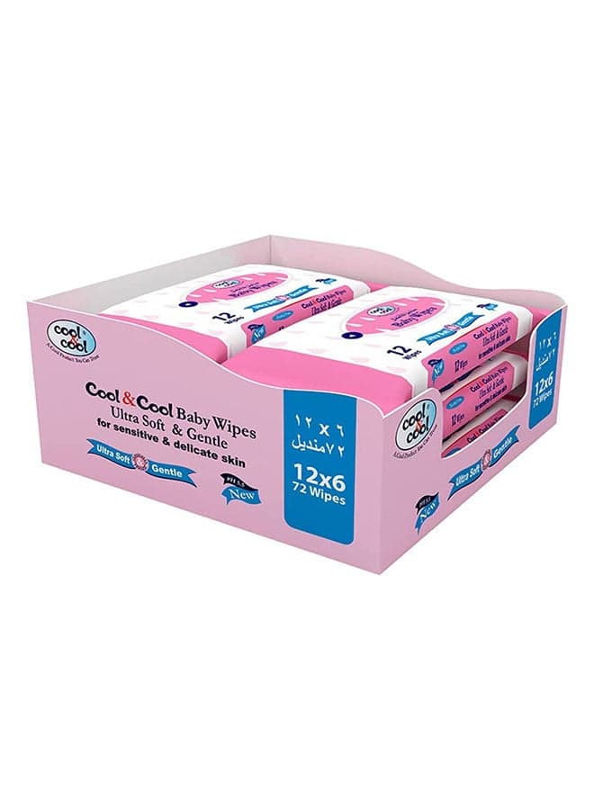 Pack Of 6 Baby Wipes - 6x12 - 72 Count