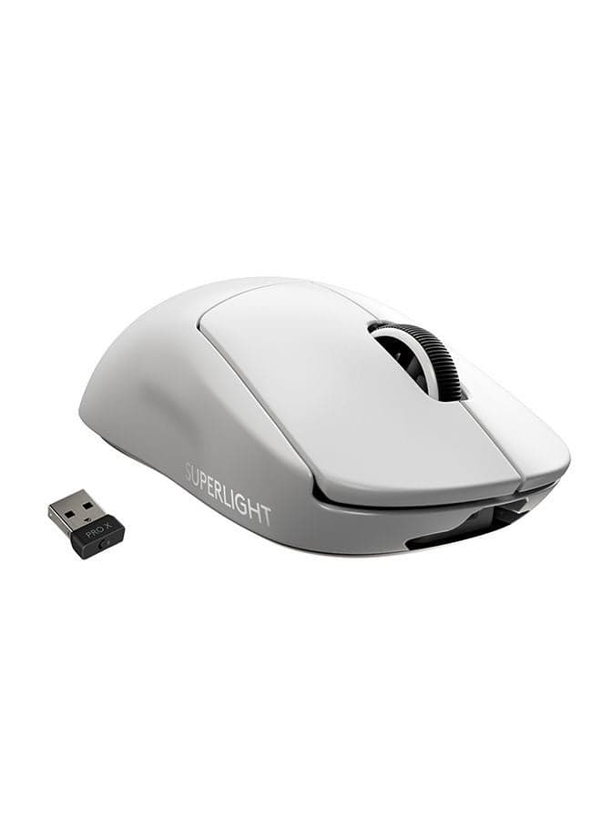 G PRO X SUPERLIGHT Wireless Gaming Mouse, Ultra-Lightweight, Hero 25K Sensor, 25,600 DPI, 5 Programmable Buttons, Long Battery Life, Compatible With PC/Mac - White