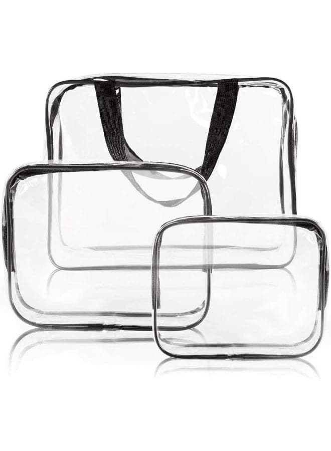 3-Piece Cosmetic Bag Clear/Black
