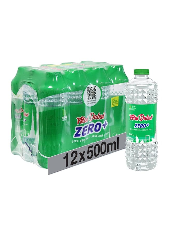 Zero Plus Zero Sodium And Alkaline Water 500ml Pack of 12