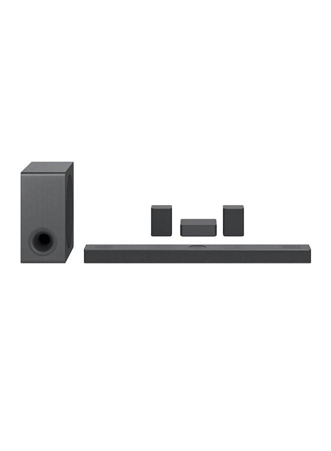 5.1.3 Channel Sound Bar With 4Ch Rear Speakers Center Up-Firing Dolby Atmos Dts X Works With Airplay 2 Spotify Hifi Alexa High-Res Audio Imax Enhanced Synergy Tv Meridian S80QR Black