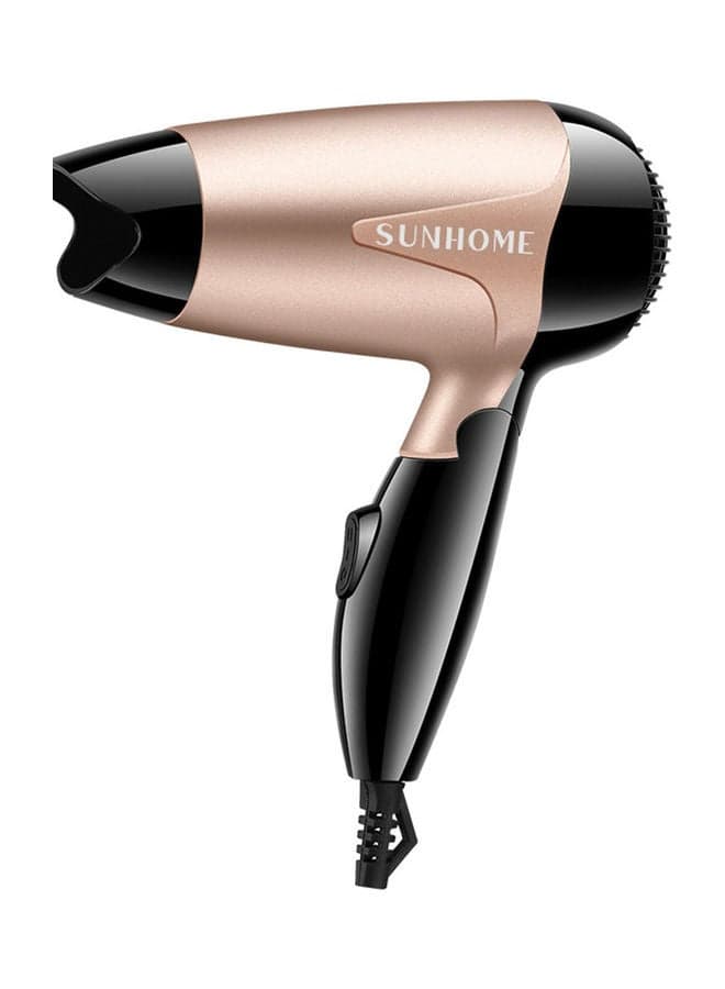 Mini Portable Hair Dryer 1200W Travel Friendly 2 Speed Settings Foldable Lightweight Gold