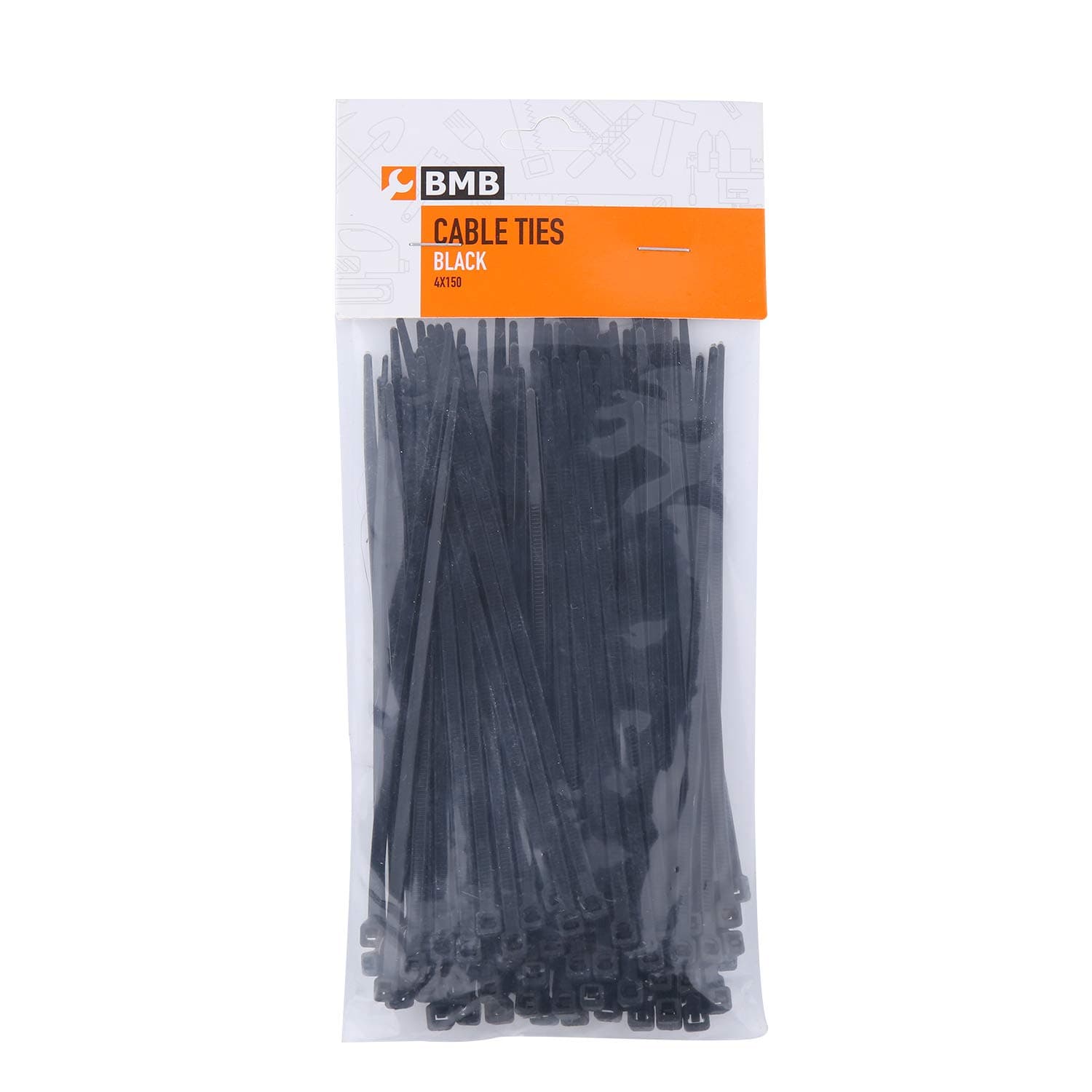 BMB TOOLS Black Cable Tie - 100 piece 150mm L 4mm W- Pack of Nylon Zip Ties for Cable Management and Organization Home Office and Industrial Applications Wire Organizer Cable Fastener Electrical Cable