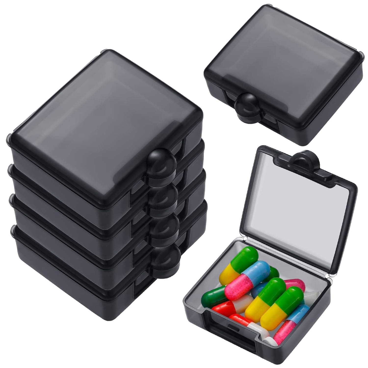 Month Pill Box Organizer - 4 Times-a-Day Morning-Noon-Evening-Night - Large 32 Daily Pill Cases with Compartments for Vitamins, Supplements, Medication -Travel Monthly Pill Organizer, Black