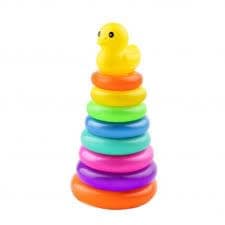 Rainbow Duck Stacking Ring Toy for Toddlers, Multicolour | Duck-Shaped Head, Stacking Rings, Bright Rainbow Colours, Early Learning Toy, For Toddlers