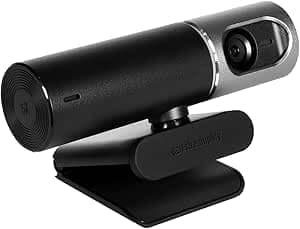 مستشعر انفينيارك بدقة 4K/30fps 8.5 متر بكسل يتضمن رؤية واسعة الزاوية 105 درجة غطاء غالق دوار ويب كام برو - مع إصدار تعاون ستريامبليفاي أسود