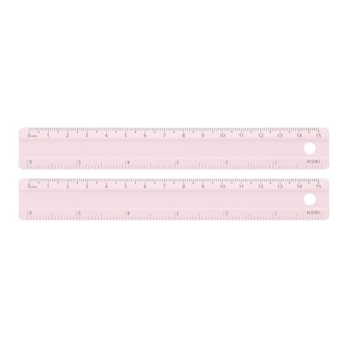 Generic 2pcs Metal Straight Ruler 6 Inch(15cm) Metric Aluminum Alloy Measuring Rulers Scale Tool with Hole for Measure Study Reading Classroom Office, Light Pink