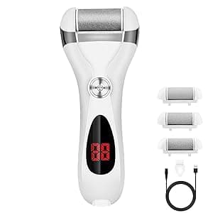 Electric Foot Callus Remover Kit, Rechargeable 3 Grinding Heads Pedicure Tools with 2-Speed Power, Professional Dead Skin Remover for Cracked Dry Feet, Waterproof Foot File