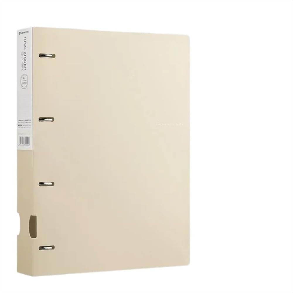 SchooOffice Stationary Paper Filing A4 Binder D-Type Punch Folder Office Storage File Ring Test Paper Data Storage Folder 4 Hole Binder Learning Supplies File Folders(Khaki)