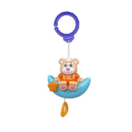 Music Critter Stroller Crib Toy, Infant Baby Adorable Bear pull bell, Car Seat Hanging Rattle Toy, Pram Ornament Bells with convenient design