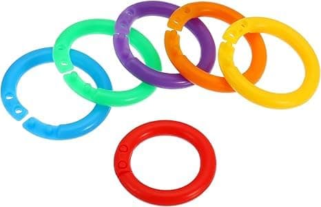 Tazweeq 180 Pcs Plastic Binder Rings, 6 Colors Flexible Office Book Rings for Loose Leaf Paper, Cards, Documents, Scrapbook, Keychain Key Rings, School Home Organization DIY Notebook Photo Album