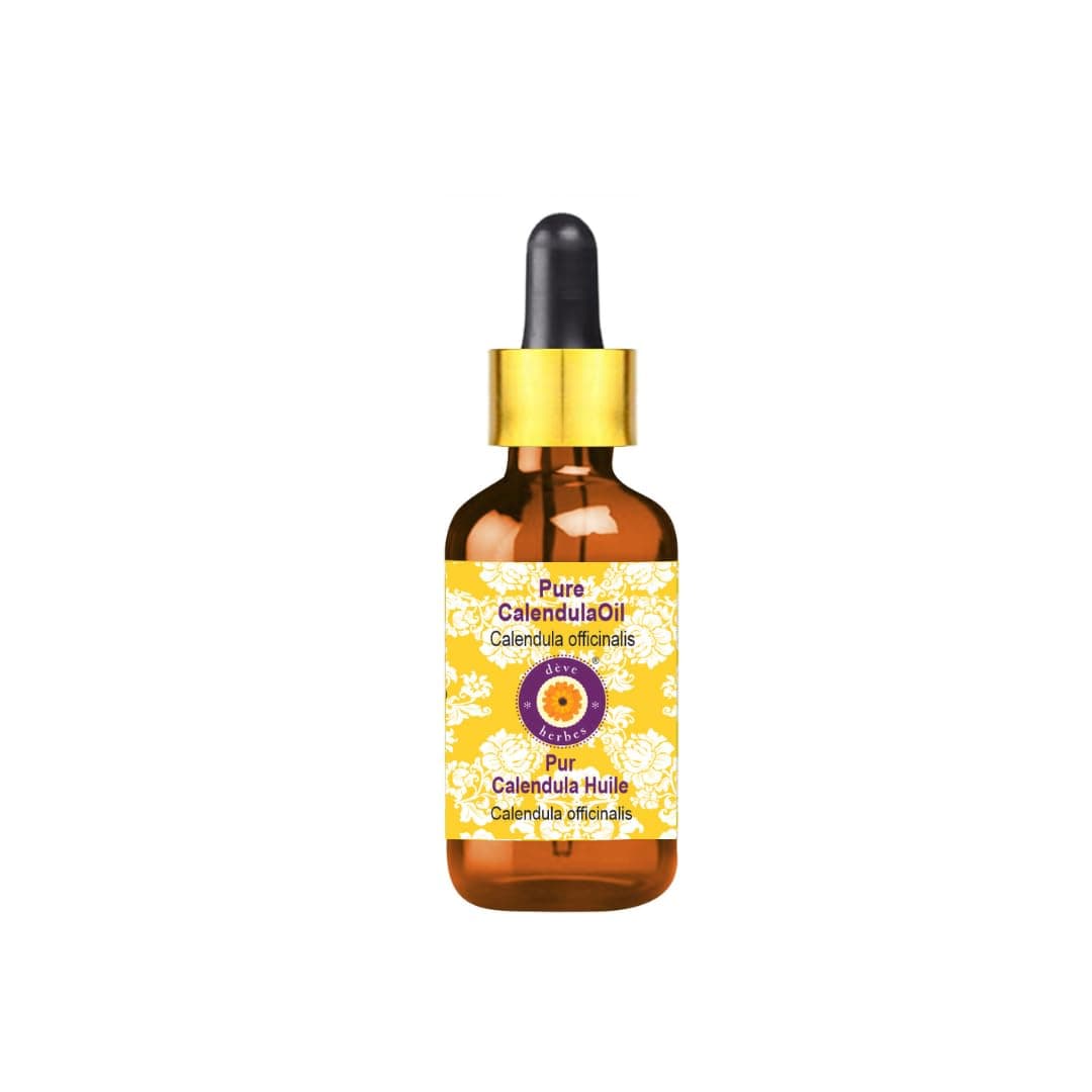Deve Herbes Pure Calendula Oil(Calendula officinalis) with Glass Dropper 15ml (0.50 oz)