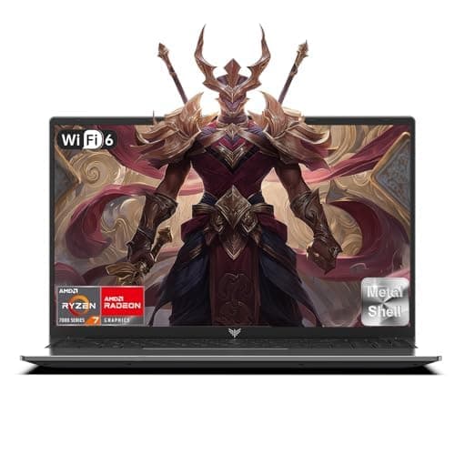 MALLRACE 2025 Gaming Laptop with AMD Ryzen7 5000 Series(Up to 4.3GHZ,8C/16T),AMD Radeon Graphics,16GB DDR4x2 512GB SSD Notebook Computer with Numeric Keyboard,15.6 inch IPS Display,WIFI6,Type-C