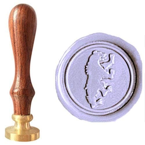 Bear Rampant Wax Seal Stamp Medieval Heraldic Bear Crest Sealing Wax Stamp Wood Handle Set Totem Wax Seal Wedding Invitations Gothic Stationery Halloween Christmas Card Gift Wrapping Seal Stamp