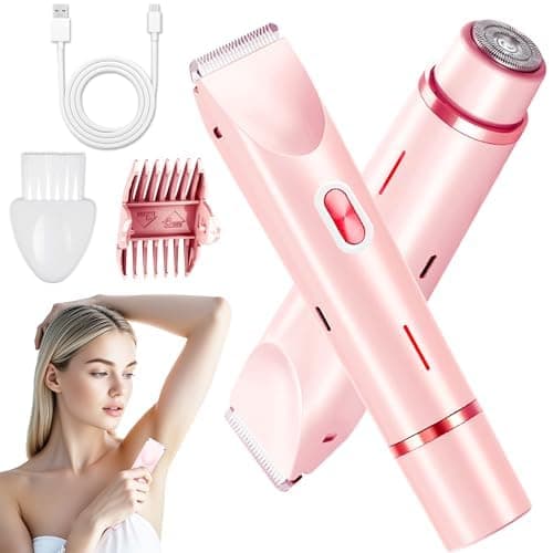 Women Electric Shaver Razor Trimmer, 2 In 1 Electric Shaver for Women, IPX7 Waterproof Dual Head Lady Shaver Hair Remover For Legs Arm Underarm Bikini