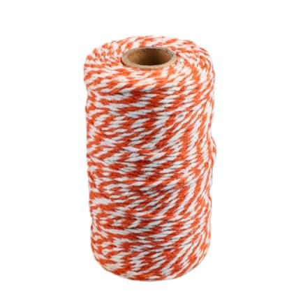 1 Roll of Cotton Macrame Cord,Cotton Rope for DIY Crafts Gift Wrapping,Decoration,Tying Cake and Pastry Boxes,1.5 mm*328 Feet,Orange White