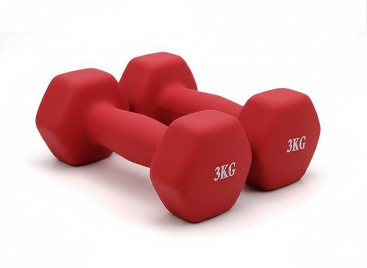 Dumbbells Set, 3KG Weight Each, Non-Slip Grip, Home Fitness Exercise Equipment, Pair