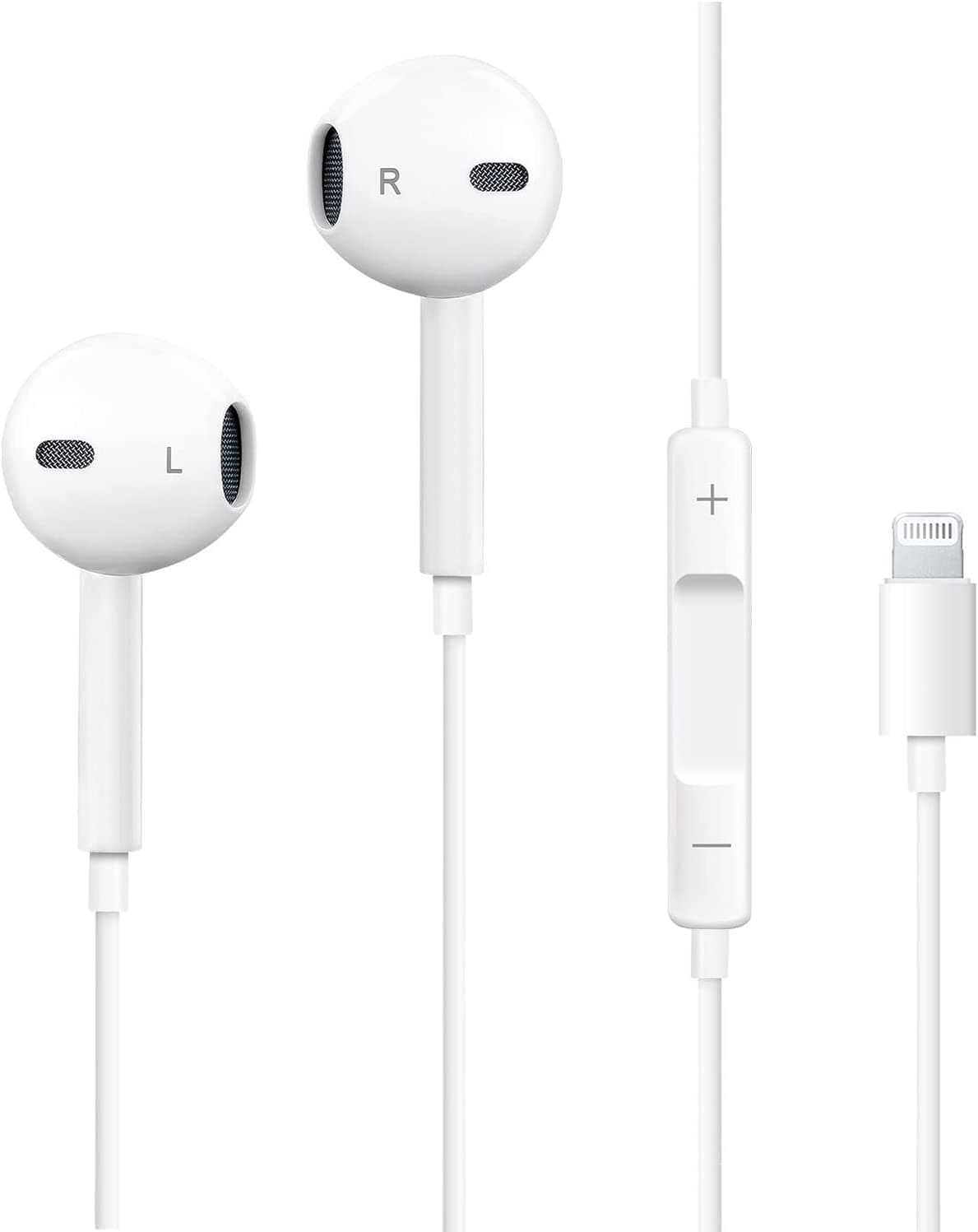 Apple Earbuds with Lightning Connector [MFi Certified] Wired Earphones (Built-in Microphone & Volume Control) Noise Canceling Isolating Headphones for iPhone 14/13/12/11/SE/X/XR/XS/8/7