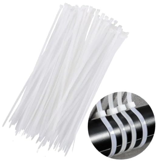 ECVV® Cable Ties | 300 x 4.8 mm 12" inch | 100 Pieces, White | Heat Resistant Cable Zip Ties | Self-Locking Cable Organizer | Anti - Slip Wire Organizer | For Indoor & Outdoor Use
