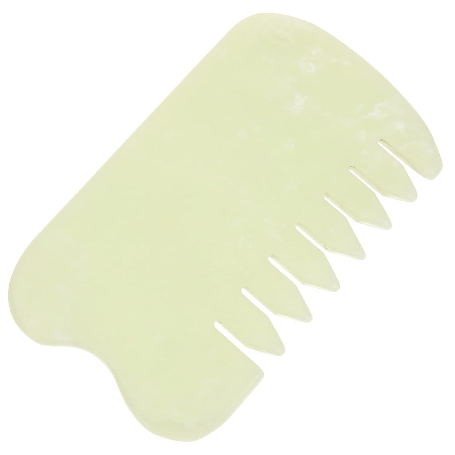 SOLUSTRE Jade Gua Sha Comb for Scalp and Facial Massage Natural Xiuyan Jade Hair Scalp Massager with Smooth Edges Gua Sha Scraping Tool for Relaxation and Blood Circulation
