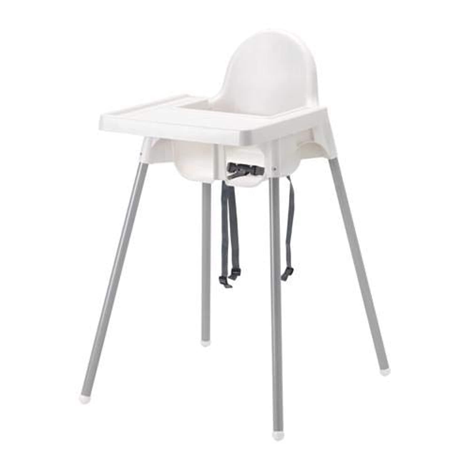 Portable Highchair with Tray - Silver/White for Kids