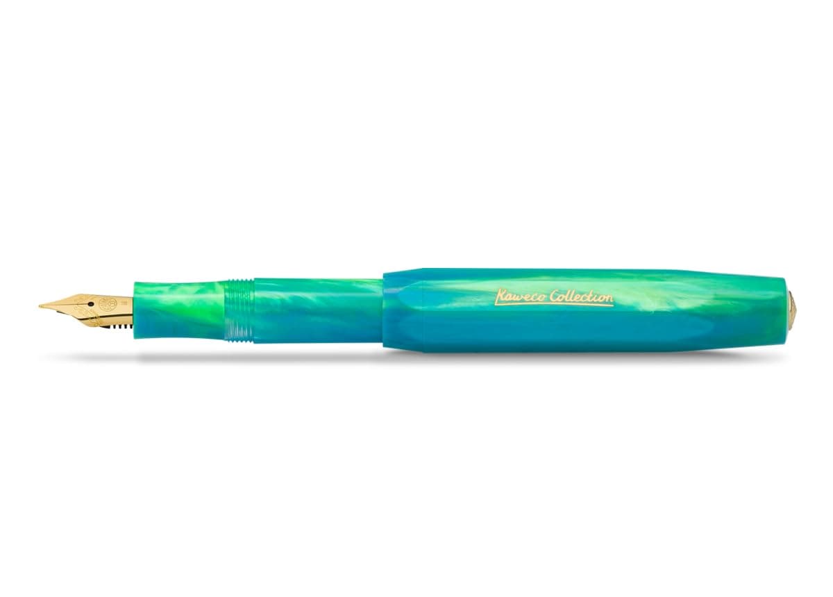 Kaweco COLLECTION Fountain Pen Marble Ocean I Premium Fountain Pen with Steel Nib for Ink Cartridges in Deep Cerulean Blue I Exclusive Pen 12.7 cm I Nib: F (Fine)