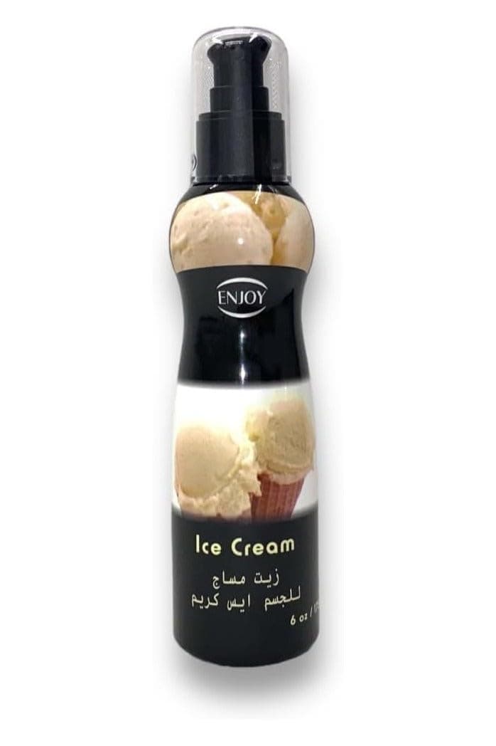 ENJOY Ice Cream Massage Oil 175 ml – 100% Natural Formula for Deep Moisturization & Relaxation, Quick Absorption, Non-Greasy, Suitable for Daily Use