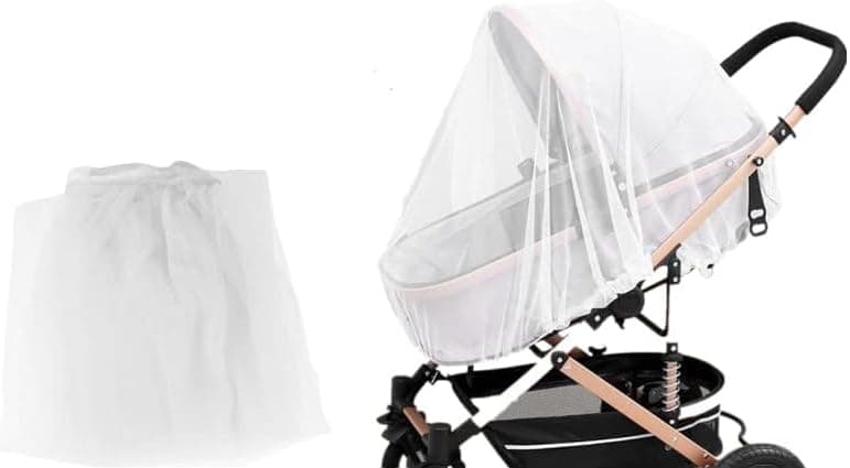 Mosquito Net for Baby Stroller, Car Seat and Cradle, White Breathable Mesh, Universal Fit, Easy to Install, Protective Cover for Infant
