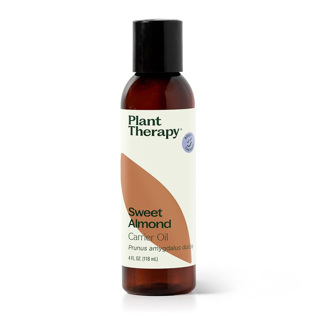 Plant Therapy Sweet Almond Oil - For Skin, Hair, Body, Face & Baby - Natural Moisturizer, Massage & Aromatherapy Carrier Oil 100% Pure, Cold Pressed California Almonds, Made In USA, 4 oz