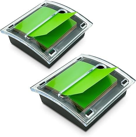 Tazweeq 2 Pcs Pop Up Sticky Note Dispenser, Acrylic Small Sticky Note Holder, Transparent Top for 7.6 x 7.6 CM Self-Adhesive Notes, Office Home Classroom Desk Supplies (Note Not Including)