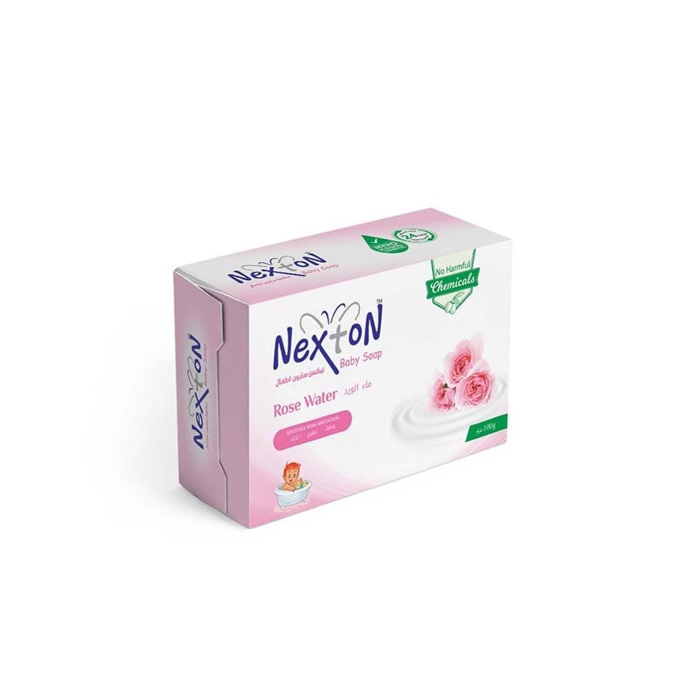 Nexton Baby Soap Rose Water | Gentle Moisturizing Soap for Sensitive Baby Skin | Enriched with Vitamin E | Refreshing Fragrance | 100GM