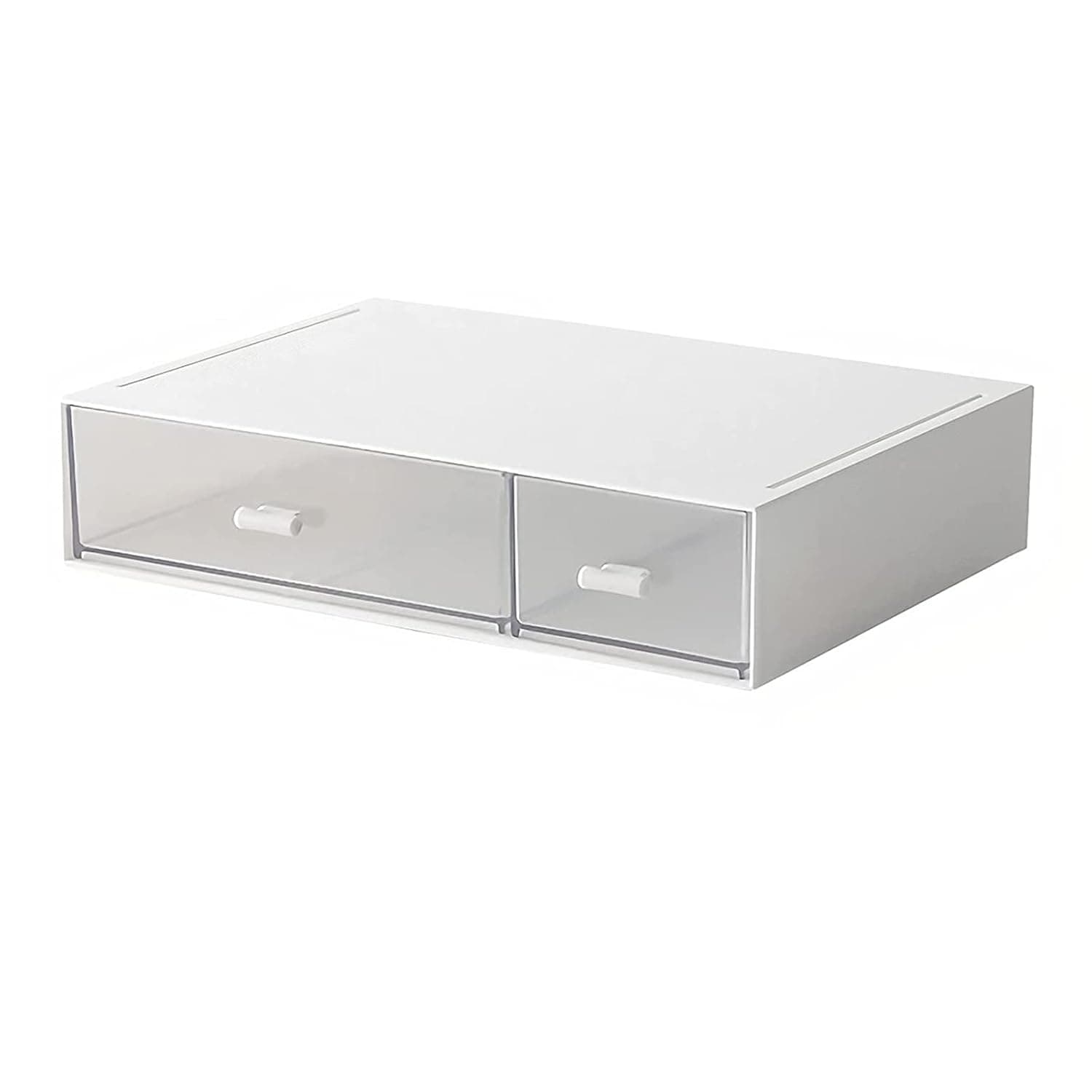 Desk Organizer, stackable drawers, desk drawer organizer, perfect for collecting small items/cosmetics, office supplies, 2 drawers (white)