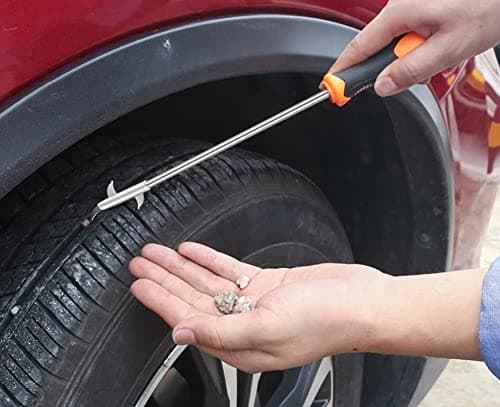 Dayalu 2 in 1 Car Tyre Stone Remover Hooks, Solid Rubber Handle Rust-Resistance Tire Protector Stone Hook, Tire Cleaning Tool, For Vehicle Motor Bike Tire Stone Remover - Vehicle Accessories
