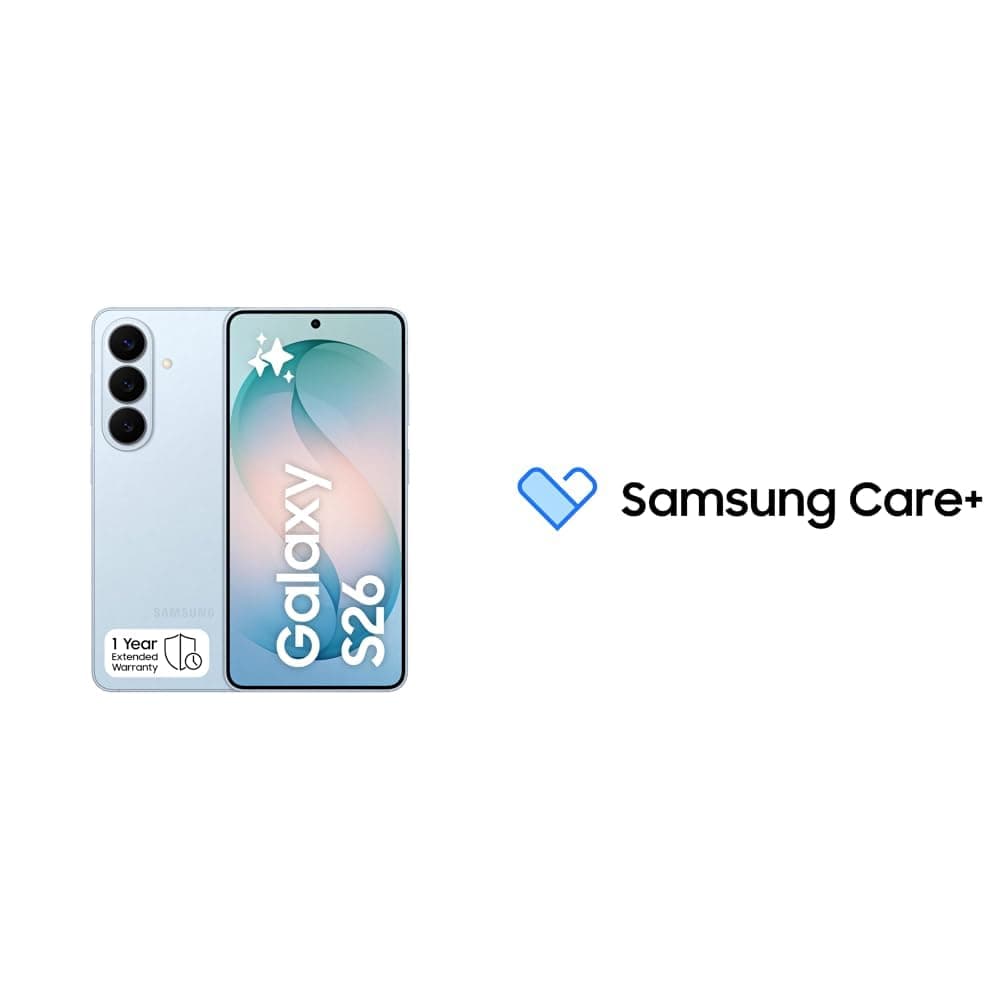 Samsung Galaxy S26 Sky Blue, 256GB Storage, AI Phone, 12GB RAM, 50MP Camera, 4300mAh Battery(KSA Version) with Samsung Care+ 1Y Screen Damage for S FE, S, S+ smartphones [Digital Code]