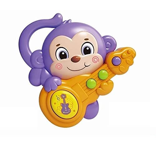 Quasar Musical Guitar Monkey Rattle Toy for Baby Made in Safe Non-Toxic Attractive Rattle for New Born Baby Children and Toddlers Best for Baby First Toys