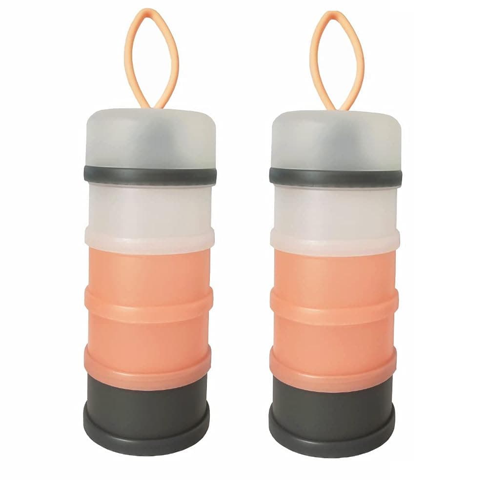 Joyzzz Baby Formula Dispenser, 4 Layer Stackable 480 ml Portable Milk Powder Container, Non Spill Travel Snack Storage Box with Silicone Handle, Formula Dispenser for Outdoor Infant Feeding