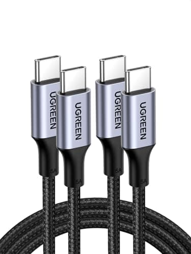 UGREEN USB C Cable 2M 2Pack, Braided 100W Power Delivery PD Super Fast Charge Cable USB C to Type C for iPhone 15/16 pro max, iPad mini 7, MacBook Pro, iPad,Samsung S25 Ultra/S24/23/, Huawei P70