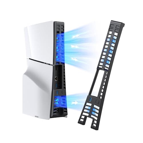 KIWIHOME PS5 Slim Cooling Fan,Efficient Cooling Accessories with 3 Fans, Quiet Cooler fan with Adjustable Speed, Smart Power On/Off, LED Light,USB3.0 Port for PS5 Slim Digital/Discs Edition
